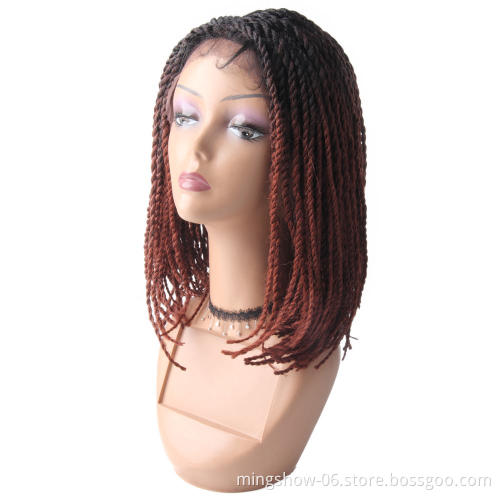 Fast delivery kinky twist braided lace wig, ombre  front lace wig braided